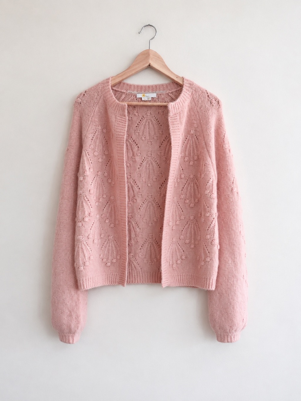 Boden Pink Alpaca Wool Blend Bobble Knit Cardigan Size 4